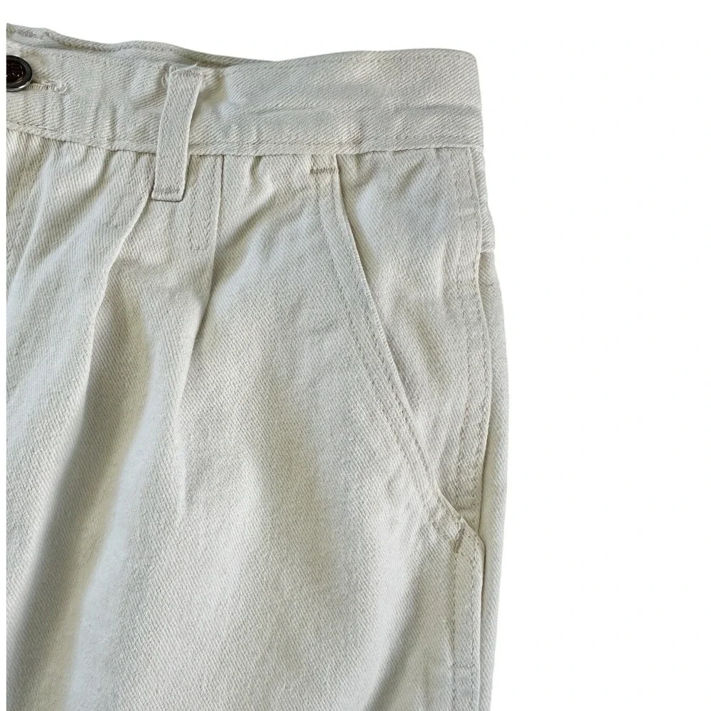 VTG Bill Blass Pleated Mom Jeans Women's M Ecru Cream Cotton High Rise Tapered